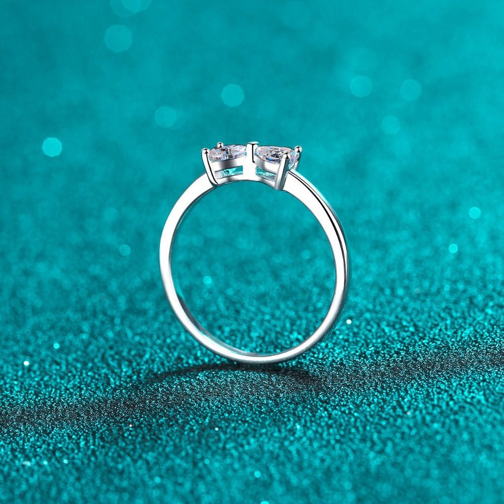 Certified .8 ct. t.w. Moissanite Diamond Heart Bow Ring NEW - Picture 5 of 8